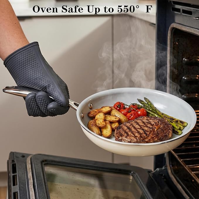 Cookware Ceramic Nonstick Frying Pans: 3Pieces Non Stick Skillet 8 9.5 11 Inches - Healthy Egg Fry Pans - Free of PTFE,PFOA,PFAS