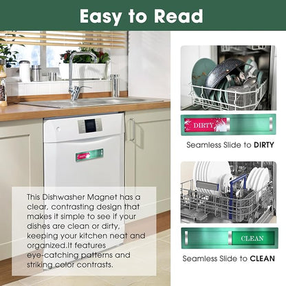 Dishwasher Magnet – Red & Green Clean Dirty Sign, 304 Stainless Steel with Adhesive Tape, Easy Slide for Kitchen Decor & Home Organization Gift (S106)