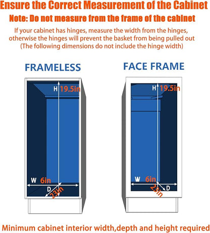 ROOMTEC Pull Out Cabinet Organizer for Narrow Cabinet (5" W X 21" D), Kitchen Cabinet Organizer and Storage 2-Tier Cabinet Pull Out Shelves Under Cabinet Storage for Kitchen, Chrome