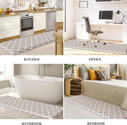 WISELIFE Anti Fatigue Floor Mat - 4/5 Inch Thick Kitchen Mat Non Slip Waterproof Heavy Duty Ergonomic Comfort Mat Durable for Home, Office, Sink, Laundry,(22" x 72", Khaki)