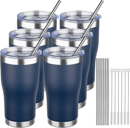MEZMUT 20oz Coffee Tumbler with Lid and Straw Double Wall Vacuum Insulated Cup Stainless Steel Travel Mugs Insulated for Hot and Cold Leakproof Powder Coated Tumbler for Indoor and Outdoor