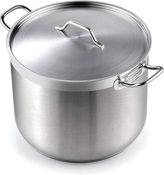 Cooks Standard Professional Stainless Steel Stock Pot, Heavy Duty Induction Soup Pot with Lid, Large Pot for Cooking Pasta, Soup, Oven Safe, Dishwasher Safe, Compatible with Most Stovetops, 30-Quart