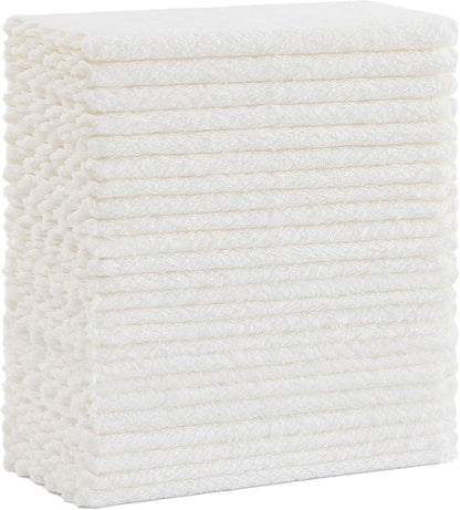 Kitinjoy 24 Pack Kitchen Cloths Dish Towels (7" x 9", White), Super Soft and Absorbent Dish Cloths, Nonstick Oil Fast Drying Coral Velvet Microfiber Cleaning