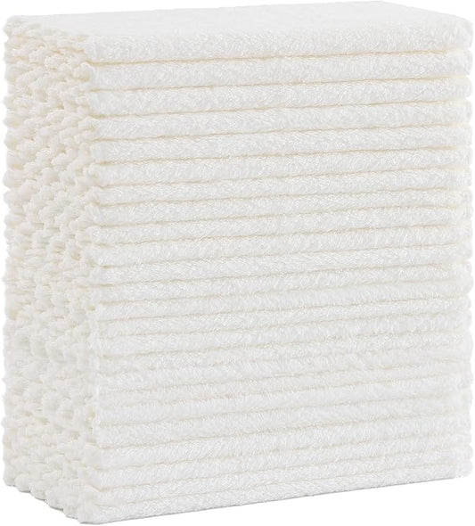 Kitinjoy 24 Pack Kitchen Cloths Dish Towels (7" x 9", White), Super Soft and Absorbent Dish Cloths, Nonstick Oil Fast Drying Coral Velvet Microfiber Cleaning