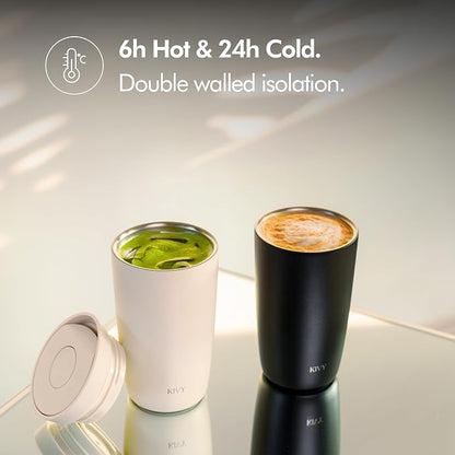 KIVY Travel Coffee Mug Tumbler [24h Cold | 6h Hot] Reusable Insulated Coffee Tumbler Stainless Steel - Spill Proof Coffee Travel Mug - Leakproof 12oz Insulated cup to go - Dishwasher Safe, BPA Free