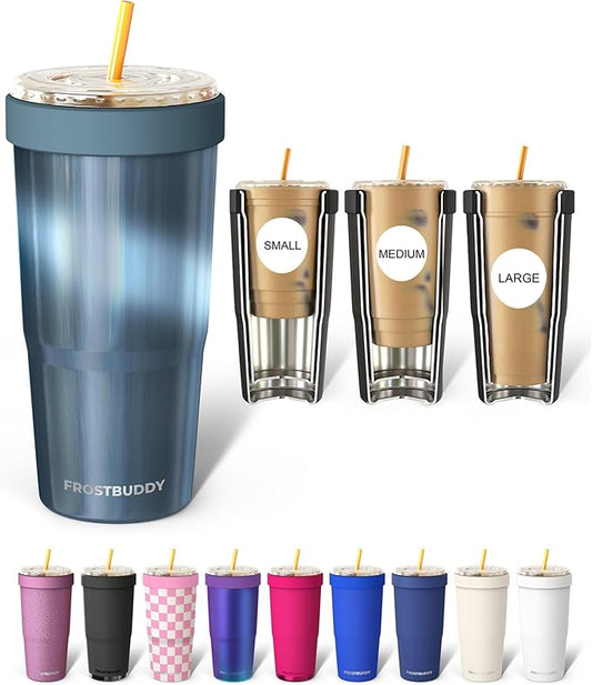 Frost Buddy Togo Buddy 30 oz Stainless Steel Vacuum Insulated Tumbler To Go Coffee Cup – Iced Coffee Cups, Iced Coffee Sleeve, Travel Mug, Thermal Cup for Hot & Cold Drinks, Dunkin Cup (Opal Sky)