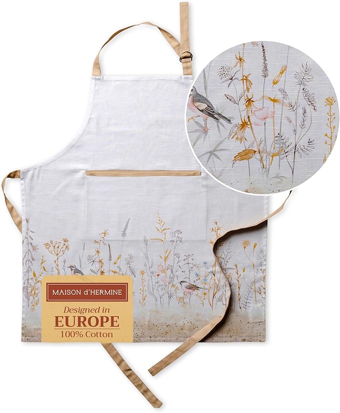 Maison d' Hermine 100% Cotton Apron for women with Pocket Kitchen Chef Apron for Men Cooking Spring Summer