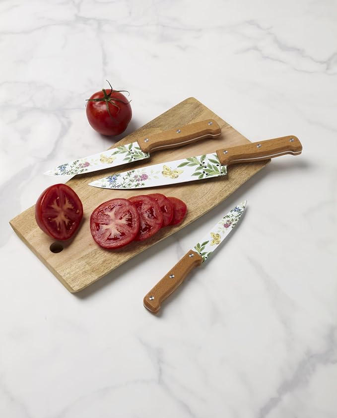 Lenox Kitchen Knife Set, Butterfly Meadow Herbs 4-Piece Cutlery Set, Stainless Steel Material, Knives, Cutlery Sets, Cooking Utensils Sets, Home And Kitchen Essentials, Gifts (Brown, 4 Pieces)