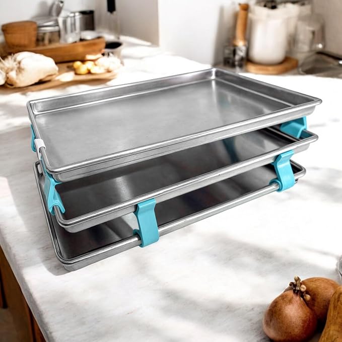 16 PCS Large Cookie Sheet Stackers, Stackable Baking Sheet Holders Reusable Stacking Clips Dividers for Cake Pan, Cooling Rack, Meal Prep, Freeze Dryer Trays Space-Saving Suitable for Home Kitchen
