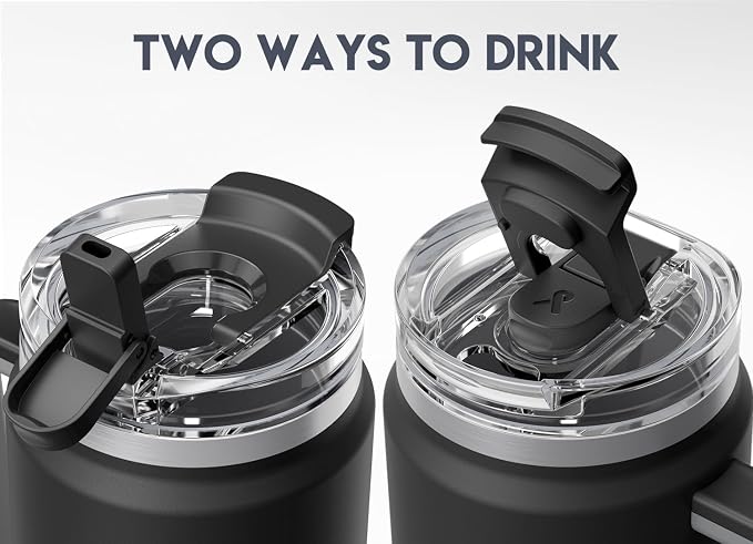 Meoky 40 oz Tumbler with Handle and Straw, Insulated Tumbler with Lid and Straw, Stainless Steel Travel Mug, Keeps Cold for 34 Hours, 100% Leak Proof, Fits in Car Cup Holder (Night)