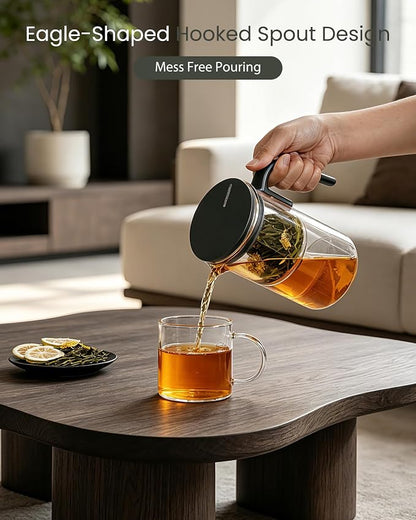 ZENS Magnetic Teapot, Enchanted Magic Glass Tea Infuser Pot for Loose Leaf Tea Steeper, Mess-Free Tea Maker Tea Diffusers for Tea Lovers Ideal Gifts, 28oz (830 ml)