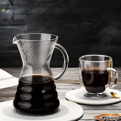 Unbreakable - 18 Pack Pour Over Coffee Maker with Permanent Stainless Filter 27 fl oz, Thickened Heat-Resistant Borosilicate Glass Dripper Coffee Brewer, Stovetop Safe