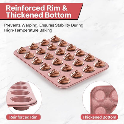 2-Pack Healthy Baking Cupcake Pan| Non Stick 12-Cup Muffin Pan | Durable & Easy Clean Muffin Tin | Perfect for Cupcakes, Muffins (Beige)