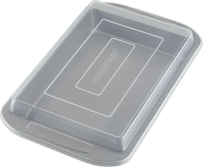 Farberware Nonstick Bakeware Rectangular Cake Pan with Lid, Cake Pans For Baking, 9-Inch x 13-Inch, Gray