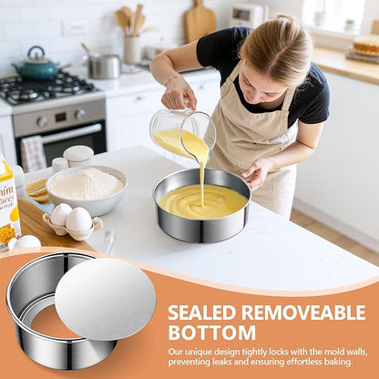 9 Inch Cake Pan, Leakproof & Nonstick, Removable Bottom & Easy Releasing Round Cake Pan, 304 Stainless Steel Cake Baking Pans, Non-Toxic & Healthy, Dishwasher Safe