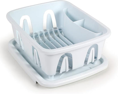 Camco RV Mini Dish Drainer & Tray - Features a Sloped Drain Tray Design, Heavy-Duty Construction - Ideal for Small Spaces, Apartments, Boats, and More -9.5"L x 11.7"W x 4.75"H - White (43511)