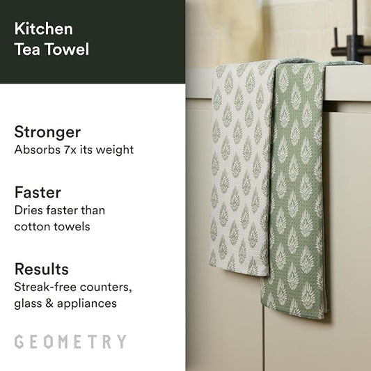 GEOMETRY Kitchen Tea Towels - Quick Dry Microfiber Dish Towels for Kitchen - Henley - 18" x 30" - 1 Pack