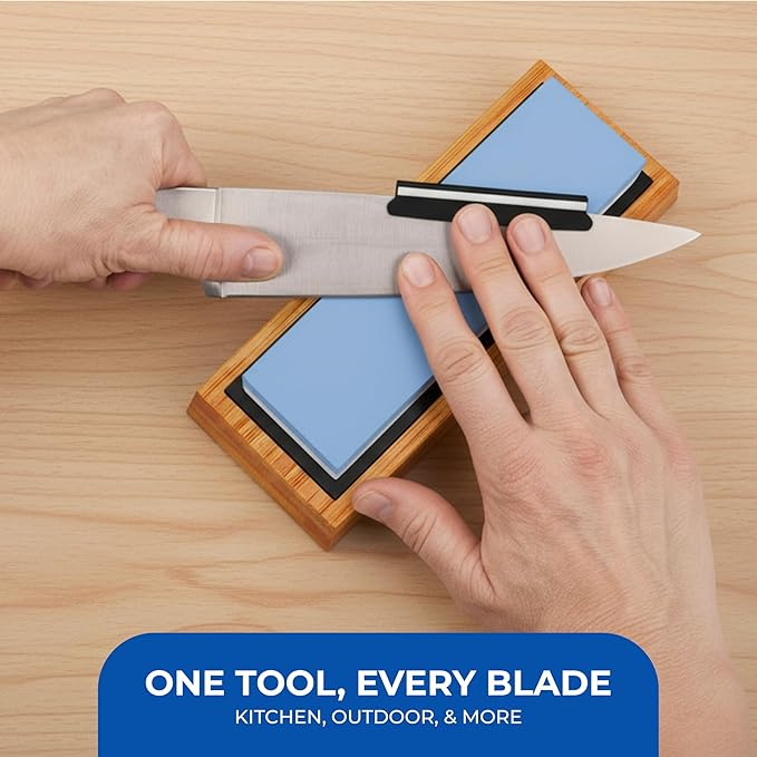 Sharp Pebble Premium Whetstone Knife Sharpening System – 1000/6000 Grit Whetstone Knife Sharpener & Honing Kit with Angle Guide & Non-Slip Bamboo Base – Guided Beginner Instructions