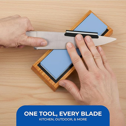 Sharp Pebble Premium Whetstone Knife Sharpening System – 1000/6000 Grit Whetstone Knife Sharpener & Honing Kit with Angle Guide & Non-Slip Bamboo Base – Guided Beginner Instructions