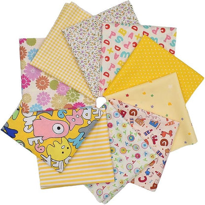 10pcs 12 x 12 inches (30cmx30cm) Print Yellow Series Fabric Bundle Squares Patchwork DIY Sewing Scrapbooking Quilting Pattern Artcraft