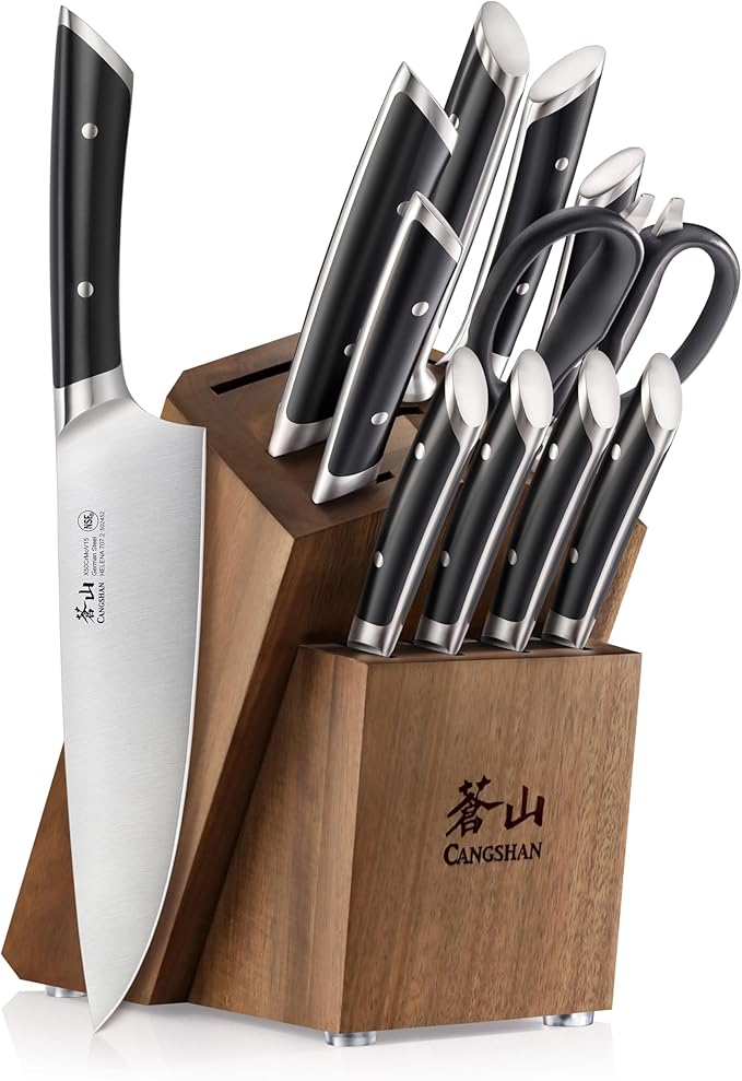Cangshan HELENA Series German Steel Forged Knife Block Set (12-Piece, Black), Oprah's Favorite Things 2023