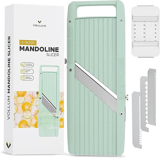 Vollum Japanese Mandoline Slicer – Professional Slicer Vegetable Cutter Japanese Mandoline Slicer for Kitchen with Interchangeable Stainless Steel Blades – Narrow Handheld Food Manual Slicer