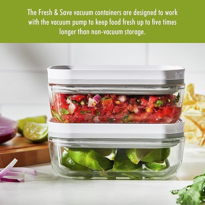 For food to stay fresh up to 5X longer, pump required (not included).