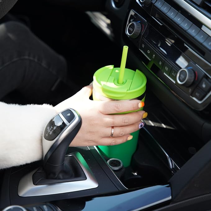 BJPKPK 34oz Insulated Tumbler With lid And Straw Stainless Steel Tumblers Travel Coffee Mug Reusable Thermal Cup,Sky