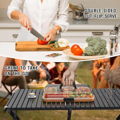 Renmxj Charcuterie Board with Clear Lid, Travel Portable Cheese Board Charcuterie Boxes Cutting Boards for Kitchen, House Warming Gifts New Home, World Cup Gift (Black, 1 Compartment)