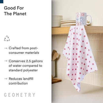 GEOMETRY Kitchen Towels - Quick Dry, Absorbent Microfiber Dish Towels for 4th of July, Memorial Day, Veterans Day, and Holiday Decor - Red, White, and Blue- Star Spangled
