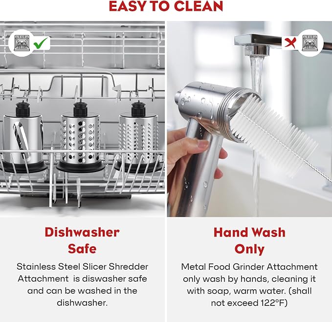Meat Grinder & Slicer Shredder Attachments for KitchenAid Stand Mixer, Metal Meat Grinder with Sausage Stuffer Tubes, Cheese Grater, 2 Pcs Attachment Set for KitchenAid Mixers