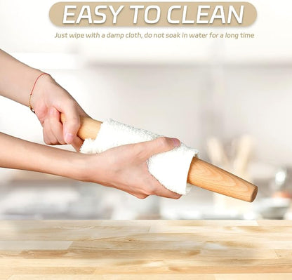 French Rolling Pin for Baking - AMPSEVEN Wooden Rolling Pin Dough Roller for Baking Pizza Pasta Dumpling Thin Pasta Piecrust 30CM 11.8inch