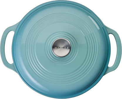 Mercer Culinary Enameled Cast Iron Round Dutch Oven, 6 qt., Aqua