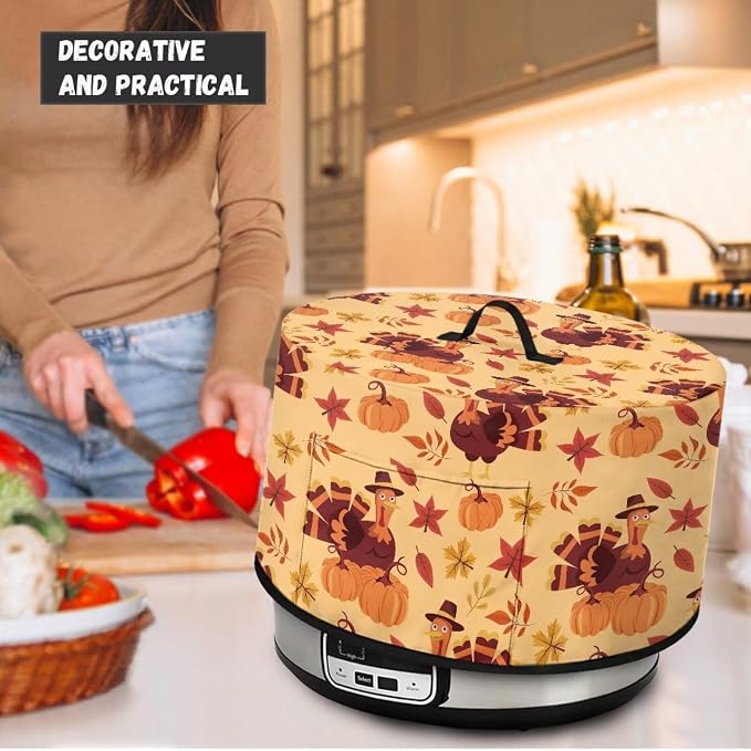 Pumpkins Turkeys Slow Cooker Dust Cover Compatible with 6-8 qt Crock for Pot Small Kitchen Appliance Decor Dust Cover Thanksgiving Decor