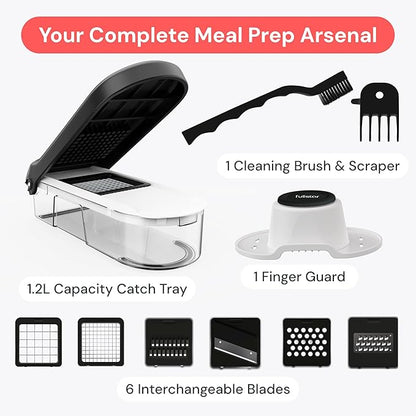 Fullstar Core Vegetable Chopper - Chop and Slice Lid - Food Chopper with Container, Veggie Chopper, Fruit Slicer, Onion Dicer - Meal Prep Essential - Kitchen Gadgets and Gifts (6-in-1, Full White)
