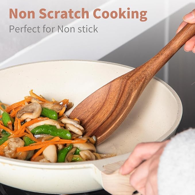 Wooden Cooking SpoonS 2PCS Wooden Spoons for Cooking 14" Acacia Wood Spoons for Cooking Long Wooden Spoon Cooking Long Spoons for Stirring large Wood Spoons Spootle large Kitchen Spoon