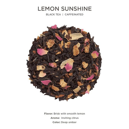 Tea Forte Lemon Sunshine Premium Loose Leaf Caffeinated Black Tea Blend Canister, Makes 35-50 Cups