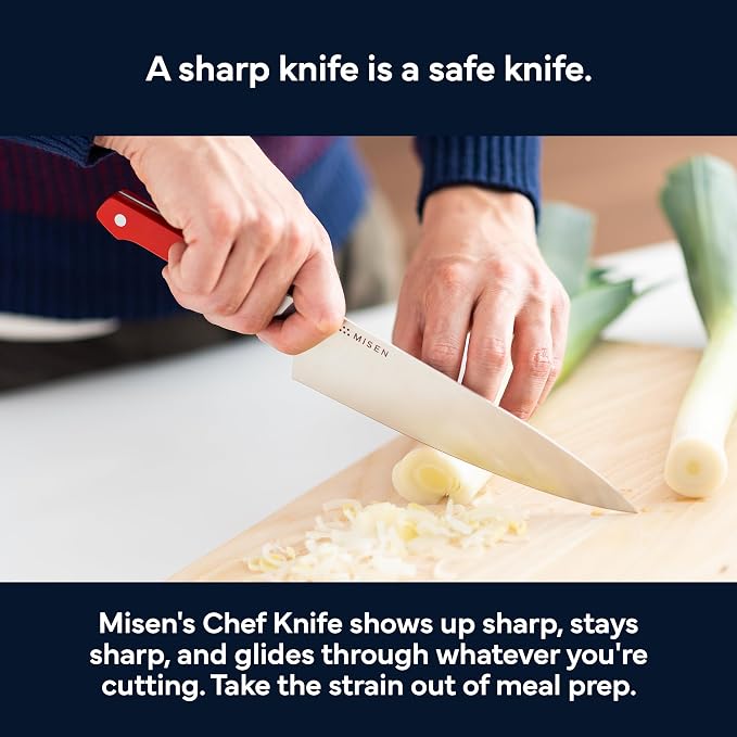 Misen 8 Inch Chef Knife, AUS-10 Japanese Stainless Steel - Red