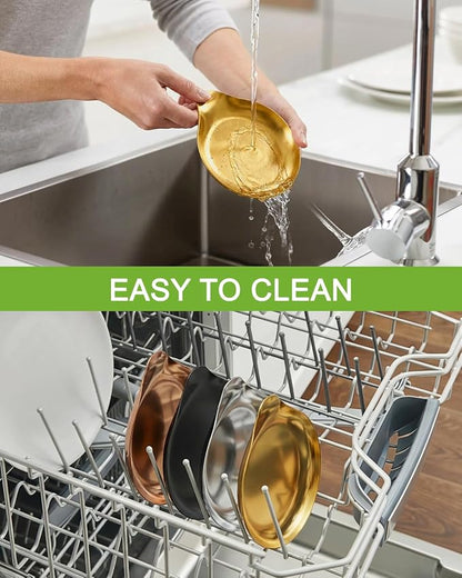 VanlonPro Stainless Steel Spoon Rest, Spatula Ladle Holder, Stainless Steel Utensil Spoon Rest Holder, Brushed Finish, Dishwasher Safe 5.9 x 5.1 Inch (Round Gold 1PC)
