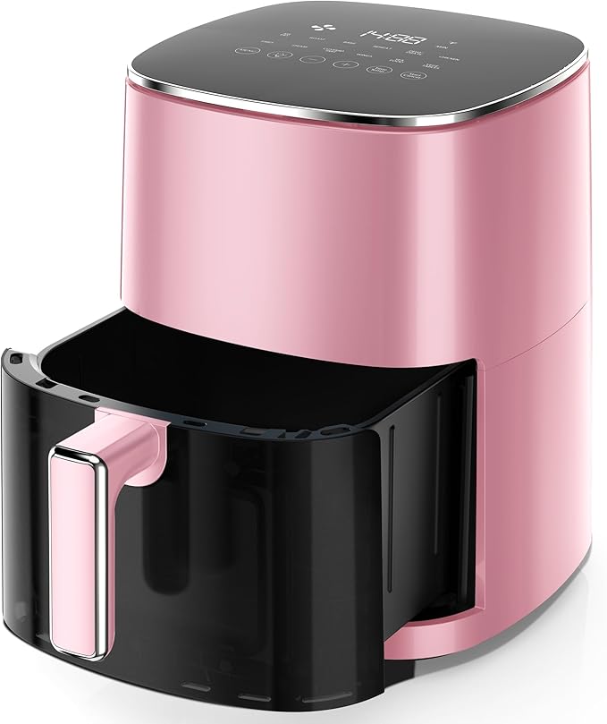 NEWBULIG Air Fryer, 6QT Square Airfryer with Visual Window, 400℉ Fast Heating Air Fryers Oven with Timer, Auto-Off, Non Toxic & Non Stick, Multiple 12 Modes for Roast, Bake, Dehydrate, Fry, Reheat