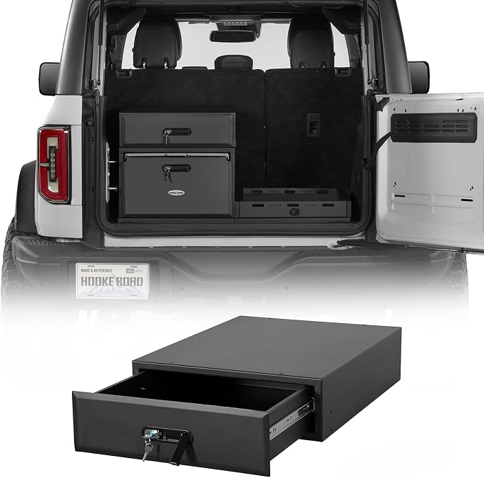 Hooke Road 1PCS Modular Add-On Drawer, Only Compatible with Specified Fridge Slide Mount System, for 2007-2026 Jeep Wrangler JK/JL 4-Door & 2021-2026 Ford Bronco 4-Door