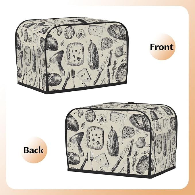 2 Slice Kitchen Art Design Toaster Cover Waterproof Dust Fingerprint Bread Machine Cover Washable Kitchen Appliance Protector For Home Kitchen Bakeware Table Decor Women Gifts