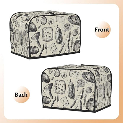 2 Slice Kitchen Art Design Toaster Cover Waterproof Dust Fingerprint Bread Machine Cover Washable Kitchen Appliance Protector For Home Kitchen Bakeware Table Decor Women Gifts