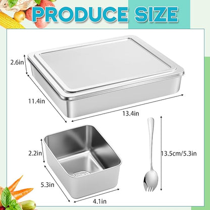 Boao 6 Compartment 304 Yakumi Pans Stainless Steel Seasoning Condiment Container with Lids Spoons, Japanese Yakumi Pans Mini Sauces Salad Dressings Storage for Food, Herbs, Spices