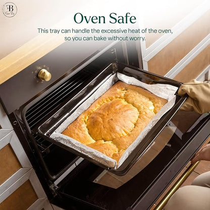 Fusion Bliss Nonstick Baking Sheets Set – 3-Piece Heavy Duty Carbon Steel Oven Pans for Roasting & Cookie Baking – Deep Rimmed Cookie Sheet Pan Set – Kitchen Cookware Essentials
