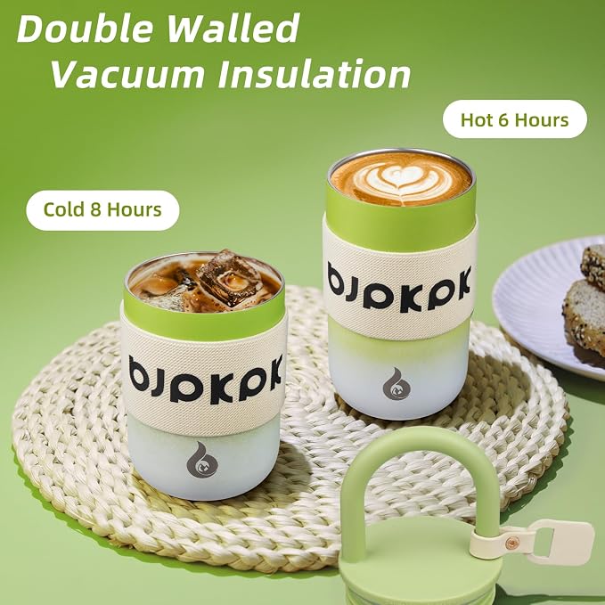 BJPKPK 10oz Tumbler With Lid And Handle Insulated Tumblers Cup Stainless Steel Coffee Mug,Cucumber