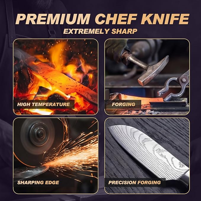 Kitchen Knife, High Carbon Stainless Steel Professional Sharp Chef Knife Set, Japanese Chefs Knives for Home Food Cooking Meat Cutting, Chopping Knife