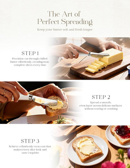 AISBUGUR 2 Pack Stainless Steel Butter Spreader Knife, Butter Knife with White Porcelain Handle, Cheese Butter Spreader Knives for Kitchen