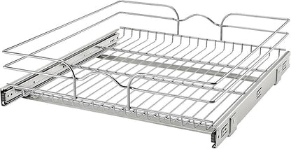 Rev-A-Shelf Steel Wire Pullout Drawer Organizer Shelf for Kitchen Cabinets, Slide Out Storage Basket, Min Opening Width of 20.5", 21" x 22", 5WB1-2122CR-1