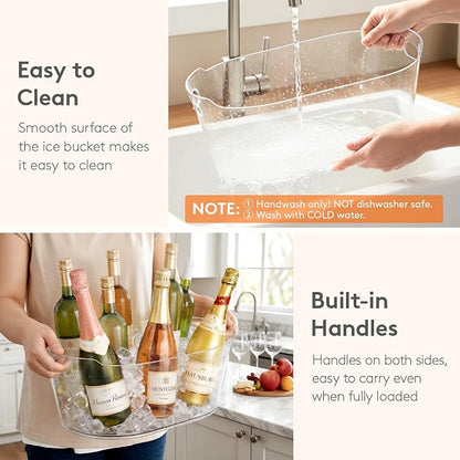 Lifewit 11.5L Ice Bucket for Parties 2 Pcs, Large Plastic Drink Cooler for Champagne Wine, Beer, Clear Beverage Tub for Mimosa & Cocktail Bar, Portable Chiller for Party Hosting & Serving